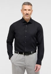 Eterna Langarmhemd SLIM FIT NON IRON Schwarz/Dunkelgrau