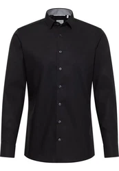 Eterna Langarmhemd SLIM FIT NON IRON Schwarz/Dunkelgrau