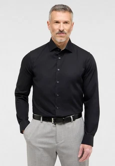 Eterna Langarmhemd SLIM FIT NON IRON Schwarz/Dunkelgrau