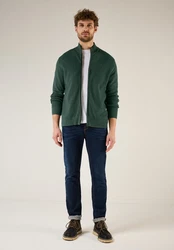 STREET ONE MEN Strickjacke Feinstrick Dunkelgrün/Grün
