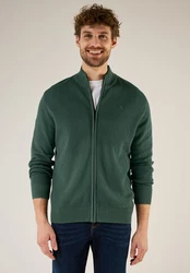 STREET ONE MEN Strickjacke Feinstrick Dunkelgrün/Grün
