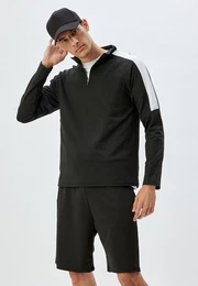 Sweatshirt Standkragen Patchwork
