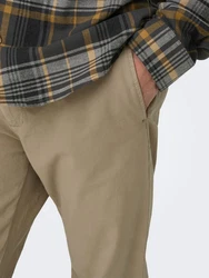 ONLY & SONS Chinohose Hose Chino Basic Reißverschluss Gestaschen (8323) Beige