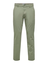 ONLY & SONS Chinohose Hose Chino Basic Reißverschluss Gestaschen (8323) Grün
