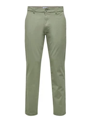 ONLY & SONS Chinohose Hose Chino Basic Reißverschluss Gestaschen (8323) Grün