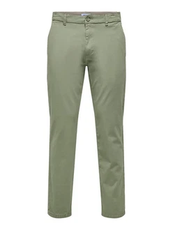 ONLY & SONS Chinohose Hose Chino Basic Reißverschluss Gestaschen (8323) Grün