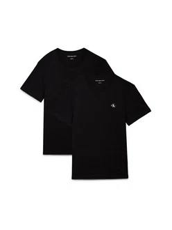 Calvin Klein Jeans T-Shirt 2 PACK MONOLOGO Logodruck Schwarz
