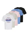 Jack & Jones Rundhalsshirt JJELOGO TEE SS O-NECK (5) Mischfarben/Weiß