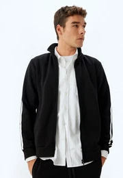 Sweatshirt Stehkragen-Vollreiverschluss Mit Armierungsbanddetail