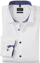 OLYMP Businesshemd No 6 six Weiß/Creme/Dunkelblau