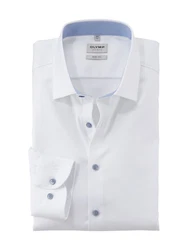OLYMP Businesshemd Level Five body fit Dezentes Muster Creme/Dunkelblau/Weiß/Braun