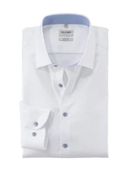 OLYMP Businesshemd Level Five body fit Dezentes Muster Creme/Dunkelblau/Weiß/Braun