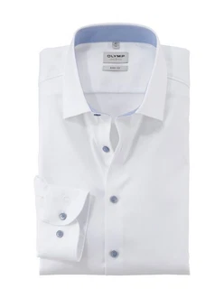 OLYMP Businesshemd Level Five body fit Dezentes Muster Creme/Dunkelblau/Weiß/Braun