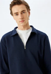 Koton Sweatshirt Polokragen Regular Dunkelblau/Hellblau/Blau