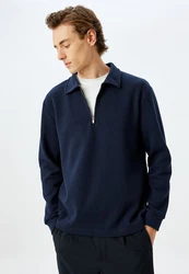 Koton Sweatshirt Polokragen Regular Dunkelblau/Hellblau/Blau