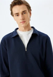 Koton Sweatshirt Polokragen Regular Dunkelblau/Hellblau/Blau