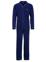 Henry Terre Schlafanzug Pyjama Set Langarm Blau/Dunkelblau