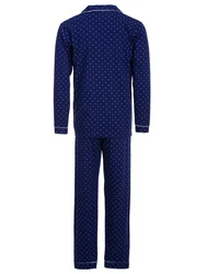 Henry Terre Schlafanzug Pyjama Set Langarm Blau/Dunkelblau
