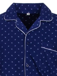 Henry Terre Schlafanzug Pyjama Set Langarm Blau/Dunkelblau