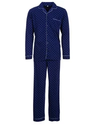 Henry Terre Schlafanzug Pyjama Set Langarm Blau/Dunkelblau