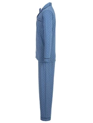 Henry Terre Schlafanzug Pyjama Set Langarm Hellblau/Blau/Grau