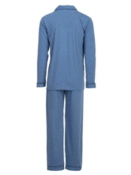Henry Terre Schlafanzug Pyjama Set Langarm Hellblau/Blau/Grau
