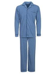 Henry Terre Schlafanzug Pyjama Set Langarm Hellblau/Blau/Grau