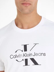 Calvin Klein Jeans T-Shirt DISRUPTED OUTLINE MONOLOGO TEE Weiß/Khaki/Creme/Grün