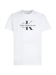 Calvin Klein Jeans T-Shirt DISRUPTED OUTLINE MONOLOGO TEE Weiß/Khaki/Creme/Grün