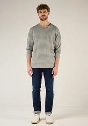 STREET ONE MEN Langarmshirt Hellgrau/Grau/Khaki