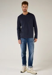 STREET ONE MEN Langarmshirt Dunkelblau/Blau