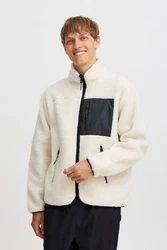 TheJoggConcept Fellimitatjacke JCMMBERRI JACKET Hellblau/Weiß/Creme