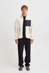 TheJoggConcept Fellimitatjacke JCMMBERRI JACKET Hellblau/Weiß/Creme