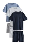 Next Pyjama-Set im 3er-Pack Grau/Dunkelblau/Blau