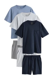 Pyjama Shorts-Schlafanzug aus Jersey im 3er-Pack (6 tlg)