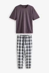 Next Pyjama Schlafanzug (2 tlg) Lila/Dunkelrot/Dunkelgrau/Bordeaux