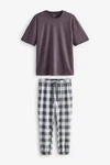 Next Pyjama Schlafanzug (2 tlg) Lila/Dunkelrot/Dunkelgrau/Bordeaux