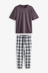 Next Pyjama Schlafanzug (2 tlg) Lila/Dunkelrot/Dunkelgrau/Bordeaux