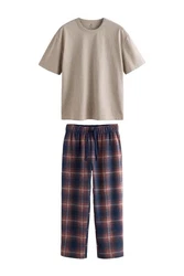 Next Pyjama Schlafanzug (2 tlg) Beige/Khaki/Braun