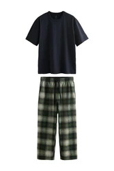 Next Pyjama Schlafanzug (2 tlg) Dunkelgrün/Grün/Blau