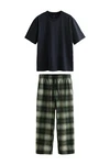 Next Pyjama Schlafanzug (2 tlg) Dunkelgrün/Grün/Blau