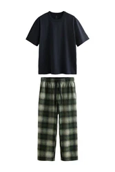 Next Pyjama Schlafanzug (2 tlg) Dunkelgrün/Grün/Blau