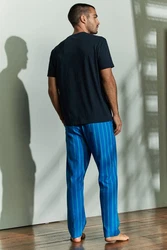 Next Pyjama Schlafanzugset aus Webstoff Dunkelblau/Blau
