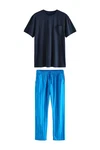 Next Pyjama Schlafanzugset aus Webstoff Dunkelblau/Blau