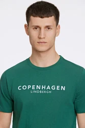 Lindbergh T-Shirt 'Copenhagen' mit Logo und Rundhalsausschnitt Türkis/Grün/Dunkelgrün