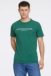 Lindbergh T-Shirt 'Copenhagen' mit Logo und Rundhalsausschnitt Türkis/Grün/Dunkelgrün