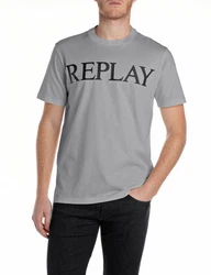 Replay T-Shirt mit Logo-Frontprint Grau/Blau/Dunkelgrau