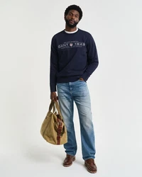 GANT Sweatshirt Dunkelblau/Grau