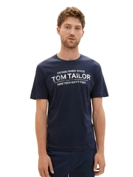 TOM TAILOR T-Shirt mit Frontprint Dunkelblau/Hellblau/Blau/Lila