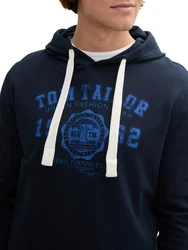 TOM TAILOR Hoodie Sweatshirt mit Logo Print Dunkelblau/Blau/Hellblau